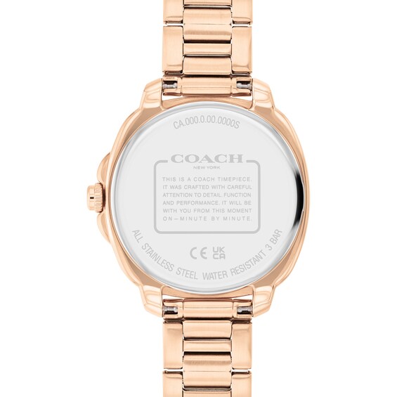Ladiesâ Coach Kitt Crystal Accent Rose-Tone IP Chronograph Watch with Grey Dial (Model: 14504395)