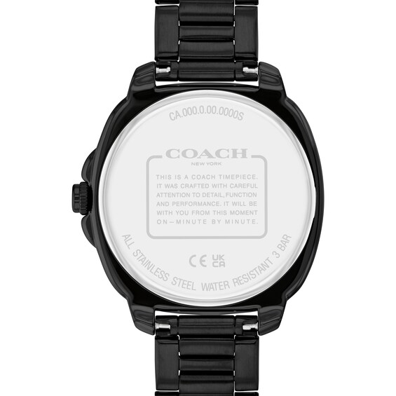 Ladiesâ Coach Kitt Crystal Accent Black IP Chronograph Watch with Black Dial (Model: 14504396)