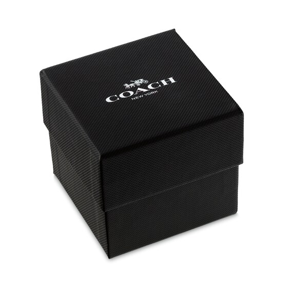 Ladiesâ Coach Kitt Crystal Accent Black IP Chronograph Watch with Black Dial (Model: 14504396)