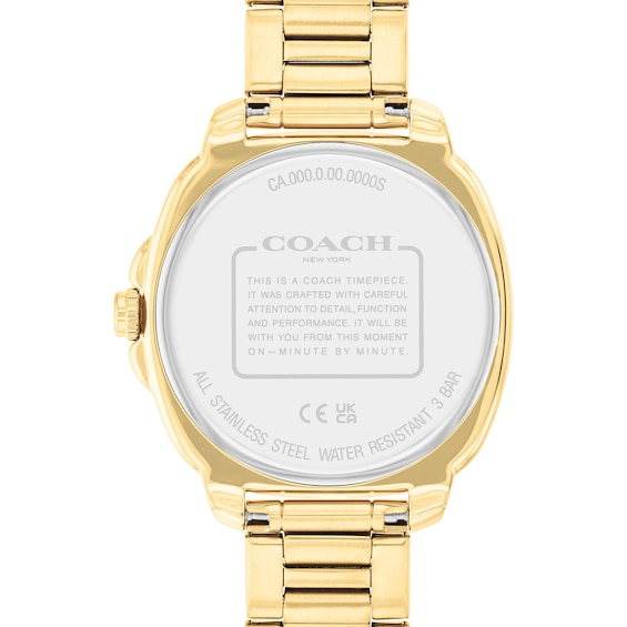 Ladiesâ Coach Kitt Crystal Accent Gold-Tone IP Chronograph Watch with Black Dial (Model: 14504398)