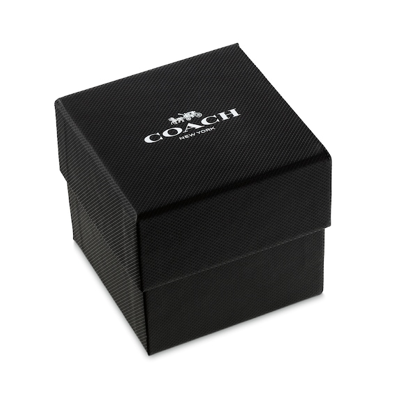 Ladiesâ Coach Kitt Crystal Accent Gold-Tone IP Chronograph Watch with Black Dial (Model: 14504398)