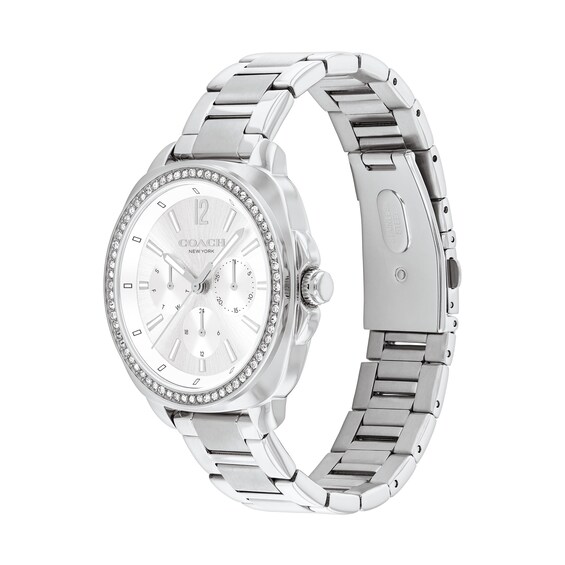 Ladiesâ Coach Kitt Crystal Accent Chronograph Watch with Silver-Tone Dial (Model: 14504400)