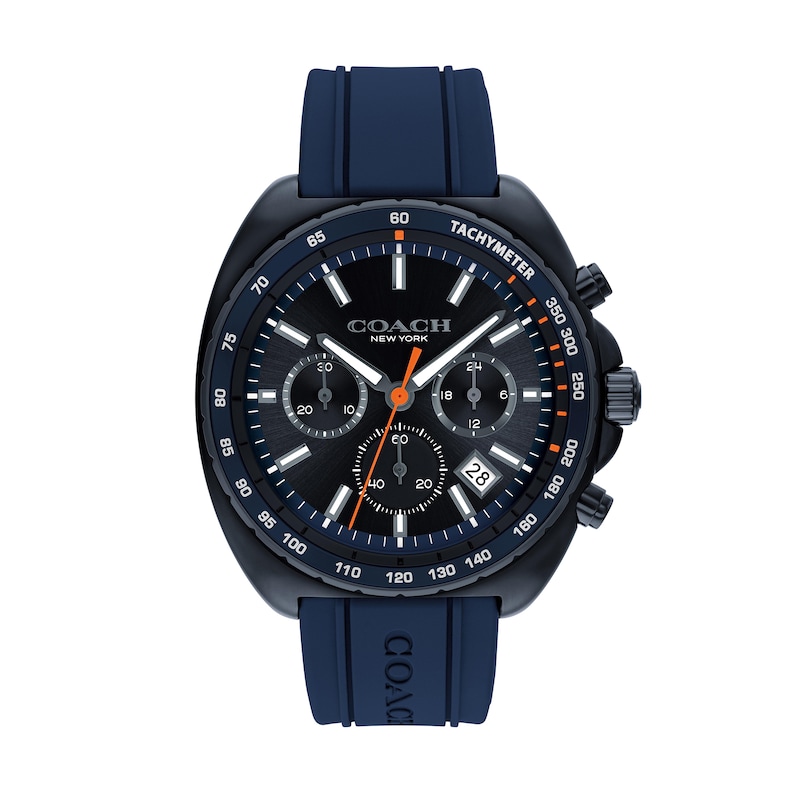 Main Image 1 of Men’s Coach Charter Blue IP Silicone Strap Chronograph Watch with Navy Blue Dial (Model: 14602706)