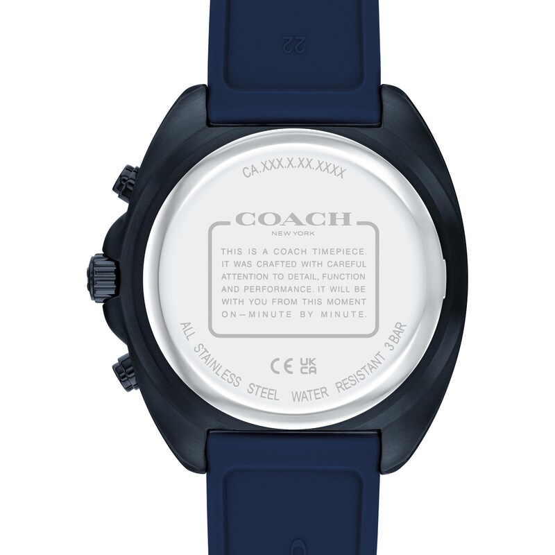 Main Image 3 of Men’s Coach Charter Blue IP Silicone Strap Chronograph Watch with Navy Blue Dial (Model: 14602706)