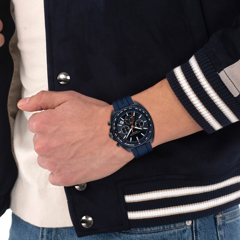 Main Image 4 of Men’s Coach Charter Blue IP Silicone Strap Chronograph Watch with Navy Blue Dial (Model: 14602706)