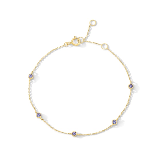Tanzanite Bezel-Set Station Bracelet in 10K Gold