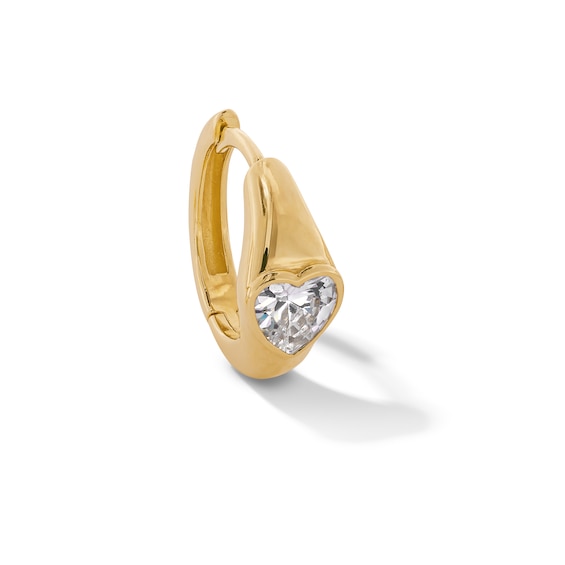 1/3 CT. Heart-Shaped Lab-Grown Diamond Solitaire Single Hoop Earring in 10K Gold