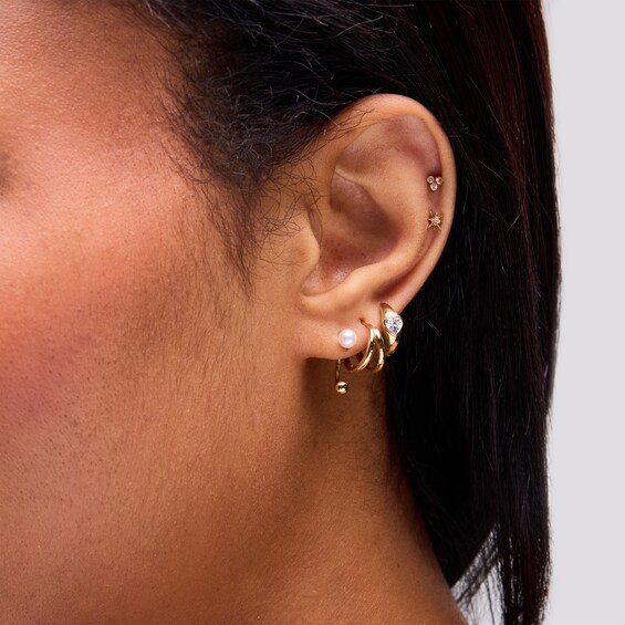 1/3 CT. Heart-Shaped Lab-Grown Diamond Solitaire Single Hoop Earring in 10K Gold