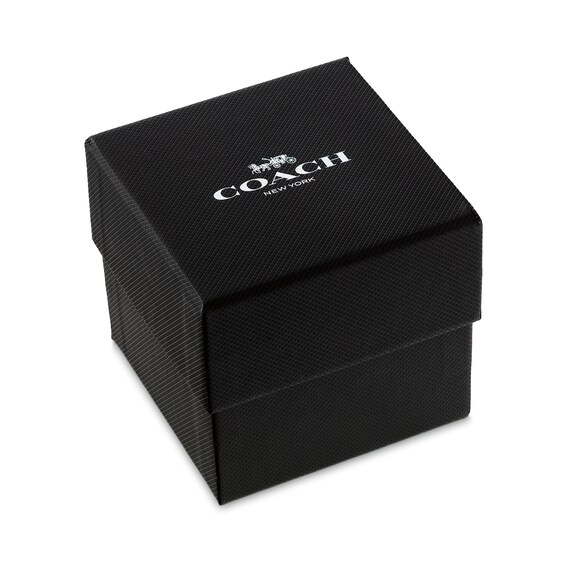Menâs Coach Charter Gold-Tone IP Black Silicone Strap Chronograph Watch with Black Dial (Model: 14602708)