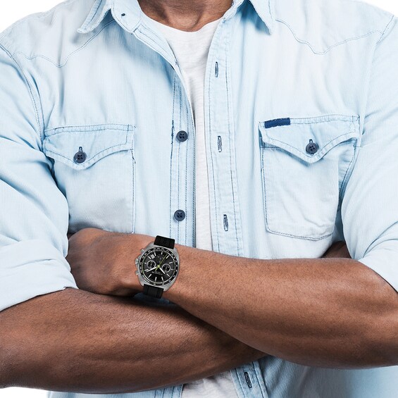 Menâs Coach Charter Grey IP Black Silicone Strap Chronograph Watch with Black Dial (Model: 14602709)
