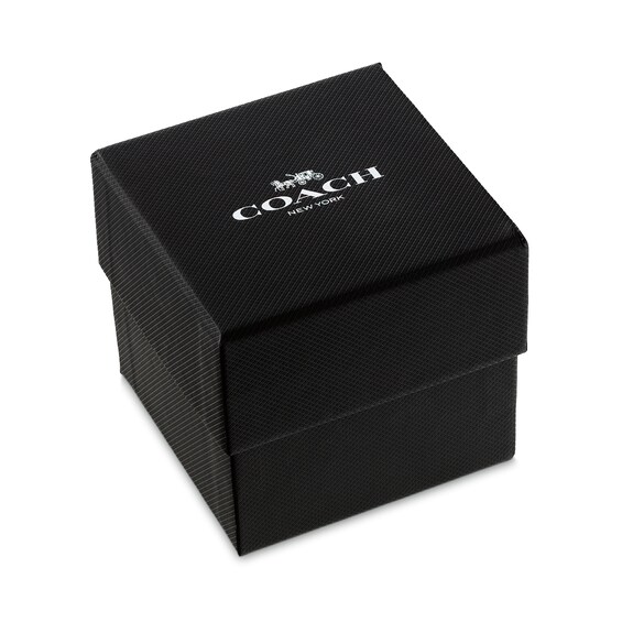 Menâs Coach Charter Grey IP Black Silicone Strap Chronograph Watch with Black Dial (Model: 14602709)