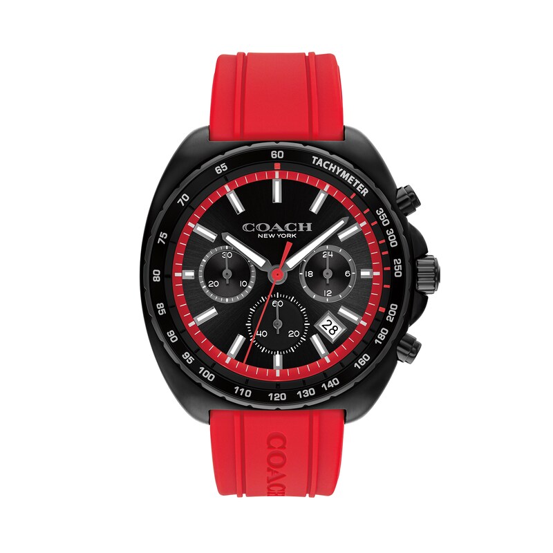Main Image 1 of Men’s Coach Charter Black IP Red Silicone Strap Chronograph Watch with Black Dial (Model: 14602710)