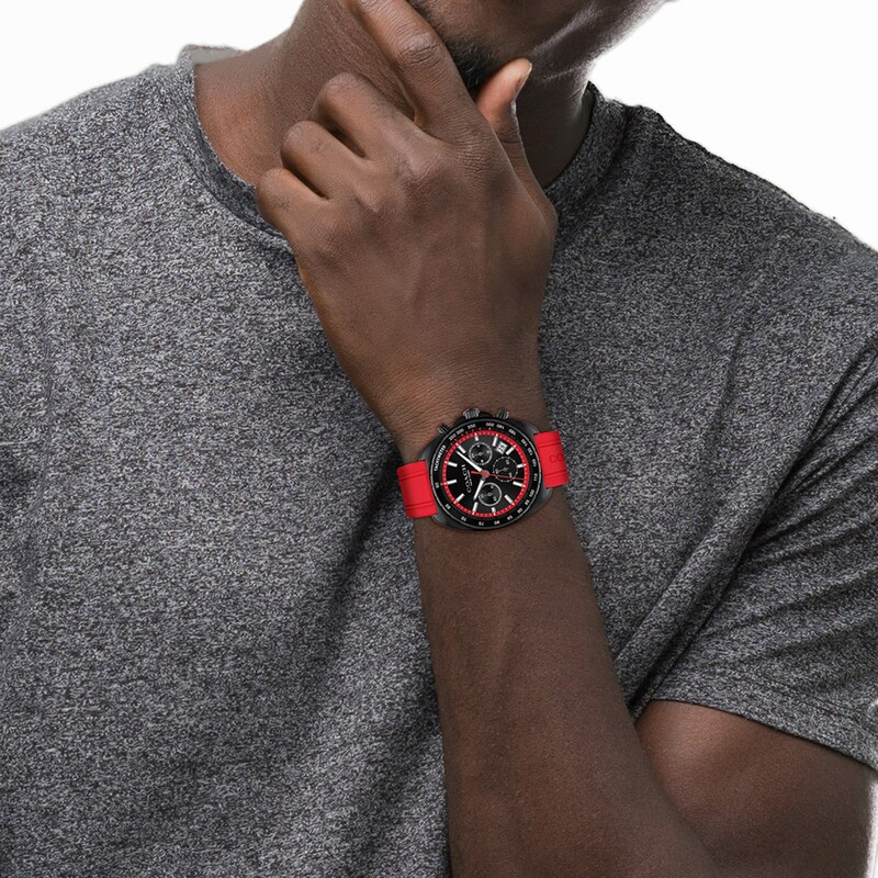 Main Image 4 of Men’s Coach Charter Black IP Red Silicone Strap Chronograph Watch with Black Dial (Model: 14602710)