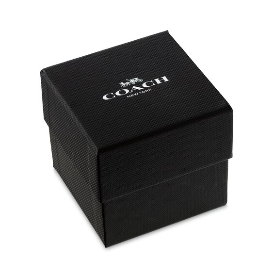 Menâs Coach Charter Black IP Red Silicone Strap Chronograph Watch with Black Dial (Model: 14602710)