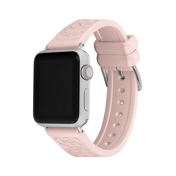 Ladies’ Coach Apple Watch Straps Pink Logo Interchangeable Replacement Band Smart Watch Attachment (Model: 14700260)