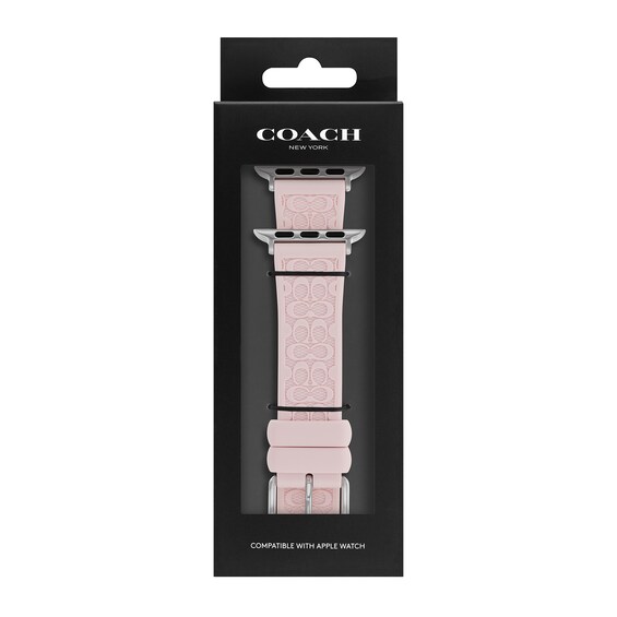 Ladies’ Coach Apple Watch Straps Pink Logo Interchangeable Replacement Band Smart Watch Attachment (Model: 14700260)
