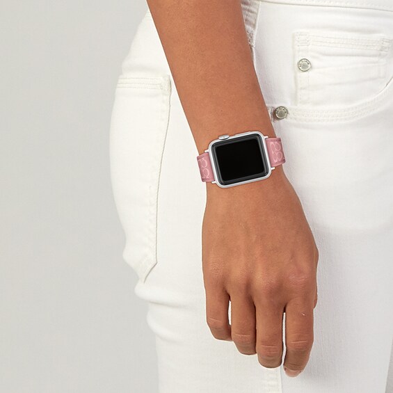 Ladies’ Coach Apple Watch Straps Blush Logo Interchangeable Replacement Band Smart Watch Attachment (Model: 14700266)