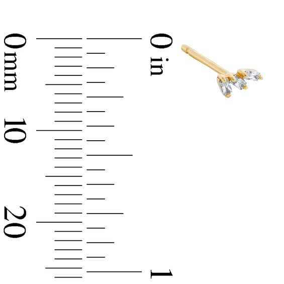 1/20 CT. T.w. Emerald-Cut Lab-Grown Diamond Trio Single Cartilage Stud Earring in 14K Gold