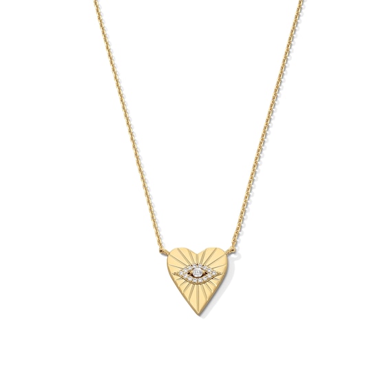 1/20 CT. T.w. Lab-Grown Diamond Evil Eye Heart Necklace in Sterling Silver with 18K Gold Plate