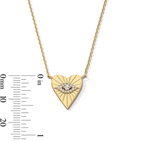 1/20 CT. T.w. Lab-Grown Diamond Evil Eye Heart Necklace in Sterling Silver with 18K Gold Plate