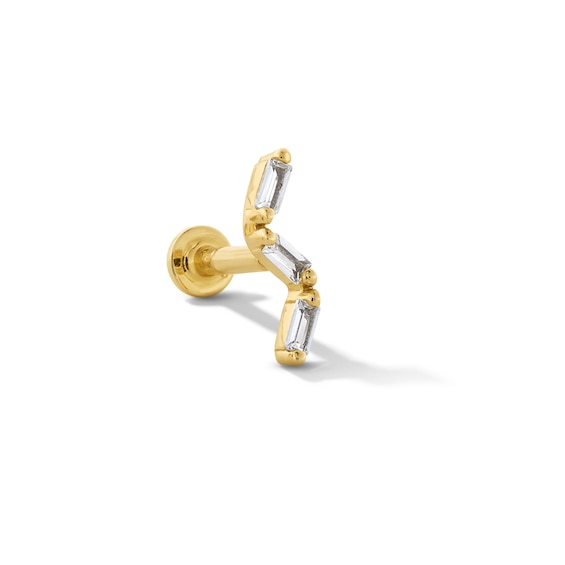 1/20 CT. T.w. Emerald-Cut Lab-Grown Diamond Zigzag Single Cartilage Stud Earring in 14K Gold