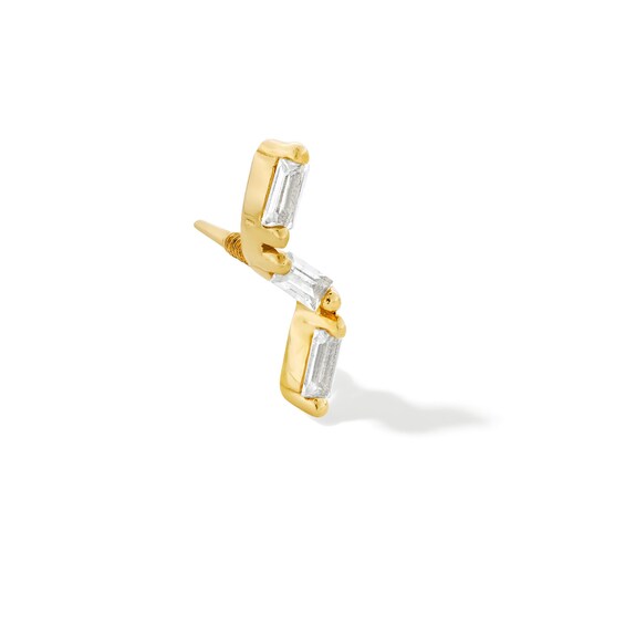 1/20 CT. T.w. Emerald-Cut Lab-Grown Diamond Zigzag Single Cartilage Stud Earring in 14K Gold