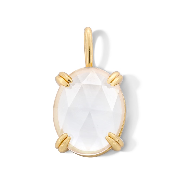 Main Image 1 of Elongated Oval White Topaz Solitaire Necklace Charm in Sterling Silver with 18K Gold Plate