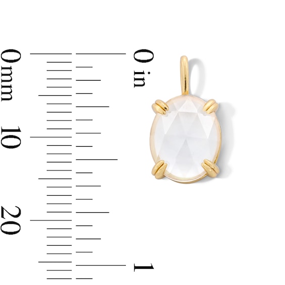 Elongated Oval White Topaz Solitaire Necklace Charm in Sterling Silver with 18K Gold Plate