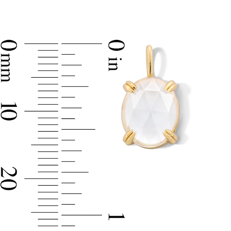 Main Image 2 of Elongated Oval White Topaz Solitaire Necklace Charm in Sterling Silver with 18K Gold Plate