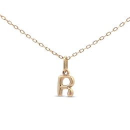 Bubble Letter "R" Initial Pendant in Hollow 14K Gold