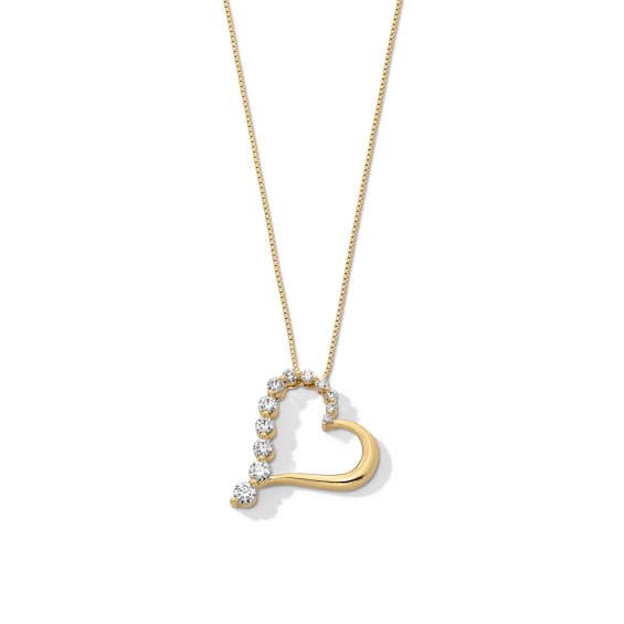 1/2 CT. T.w. Journey Lab-Grown Diamond Tilted Heart Pendant in 10K Gold (I/Si2)