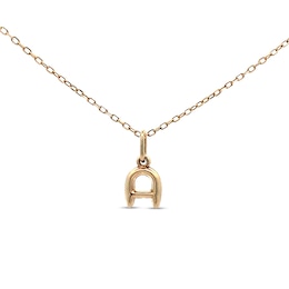 Bubble Letter "A" Initial Pendant in Hollow 14K Gold