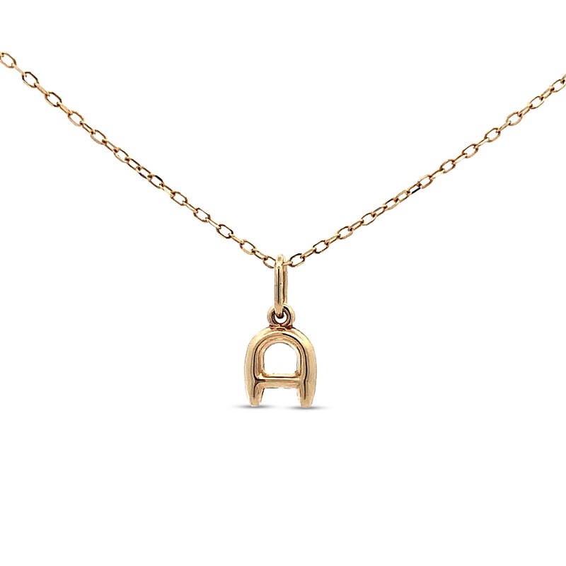 Main Image 1 of Bubble Letter "A" Initial Pendant in Hollow 14K Gold