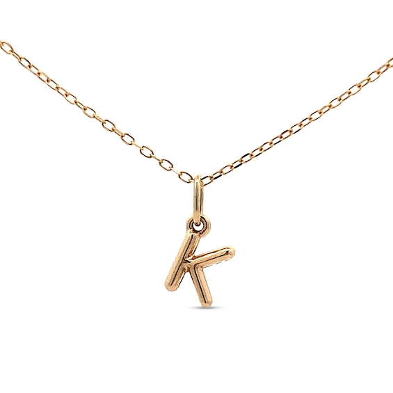 Bubble Letter "K" Initial Pendant in Hollow 14K Gold