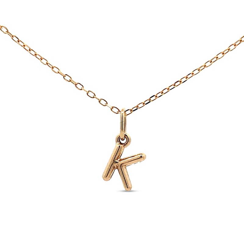 Main Image 1 of Bubble Letter "K" Initial Pendant in Hollow 14K Gold