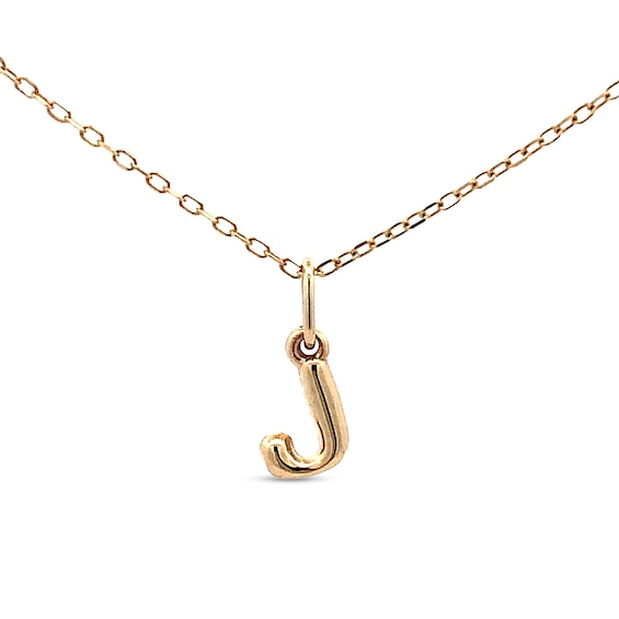 Bubble Letter "J" Initial Pendant in Hollow 14K Gold