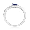Thumbnail Image 4 of Oval Blue Sapphire and 1/8 CT. T.W. Diamond Bypass Ring in 10K White Gold
