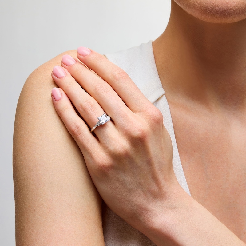 Main Image 2 of 2-1/4 CT. T.W. Princess-Cut Certified Lab-Grown Diamond Fancy Side Engagement Ring in 14K White Gold (F/VS2)