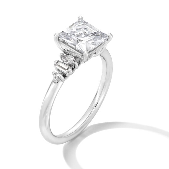 2-1/4 CT. T.w. Princess-Cut Certified Lab-Grown Diamond Fancy Side Engagement Ring in 14K White Gold (F/Vs2)
