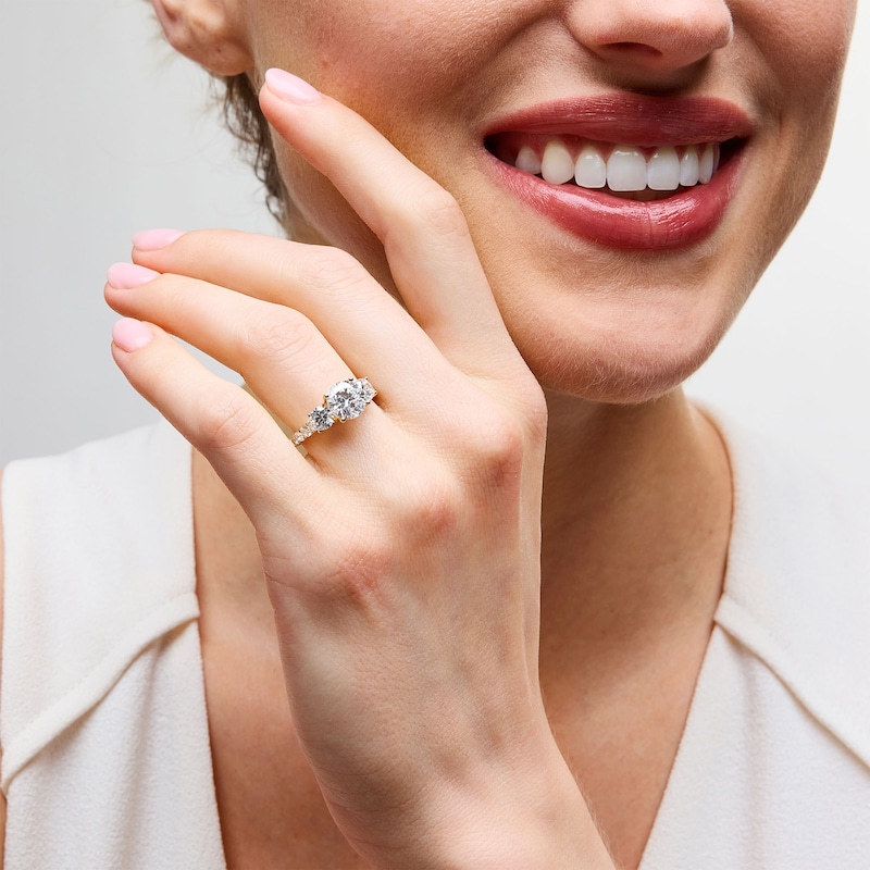 Main Image 2 of 3-1/2 CT. T.W. Certified Lab-Grown Diamond Three Stone Engagement Ring in 14K Gold (F/VS2)