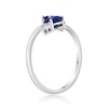 Thumbnail Image 3 of Oval Blue Sapphire and 1/20 CT. T.W. Diamond Tri-Top Bypass Ring in 10K White Gold