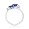Thumbnail Image 4 of Oval Blue Sapphire and 1/20 CT. T.W. Diamond Tri-Top Bypass Ring in 10K White Gold