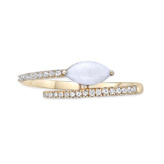 Marquise-Shaped Opal and 1/8 CT. T.w. Diamond Bypass Open Wrap Ring 10K Gold