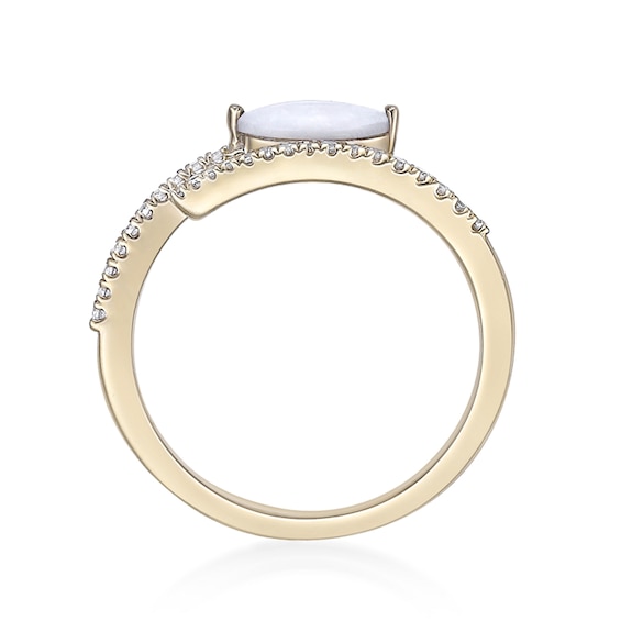 Marquise-Shaped Opal and 1/8 CT. T.w. Diamond Bypass Open Wrap Ring 10K Gold