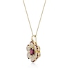 Thumbnail Image 2 of Cushion-Cut and Round Garnet with White Lab-Created Sapphire Flower Pendant in Sterling Silver with 18K Gold Plate
