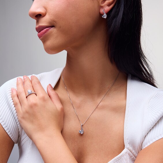 Heart-Shaped White Lab-Created Sapphire Pendant