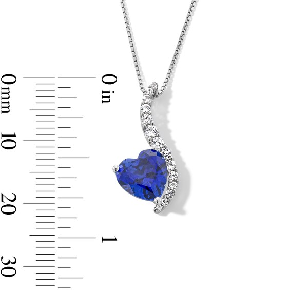 Heart-Shaped Blue and White Lab-Created Sapphire Pendant, Ring and Drop Earrings Set in Sterling Silver