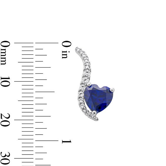 Heart-Shaped Blue and White Lab-Created Sapphire Pendant, Ring and Drop Earrings Set in Sterling Silver