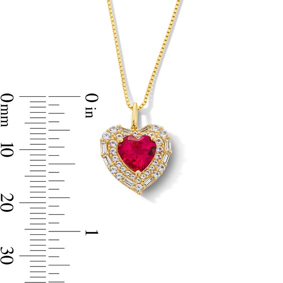 Heart-Shaped Lab-Created Ruby and White Lab-Created Sapphire jewelry Set in Sterling Silver with 14K Gold Plate