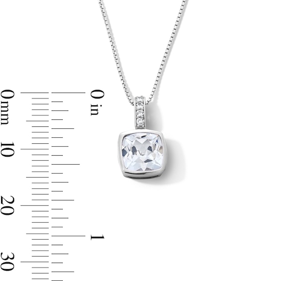 Cushion-Cut White Lab-Created Sapphire Bezel-Set Pendant and Hoop Earrings Set in Sterling Silver